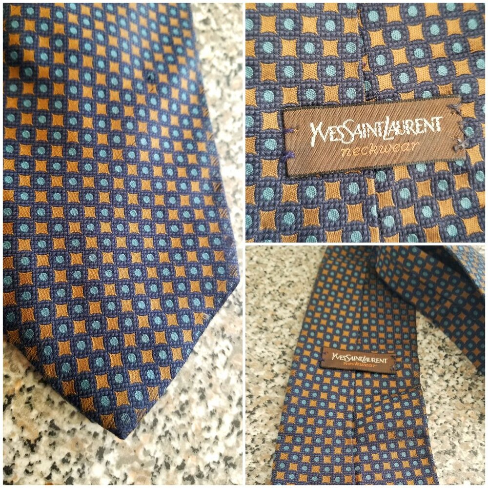 YSL mens silk dotted tie
